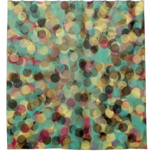 rosa gelb-grün-blaues Kreissymbol abstrakt Duschvorhang