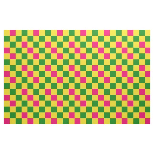 Rosa Gelb Grün Kariertes Musterdesign  Stoff (Fat Quarter (45,7 x 55,9 cm))