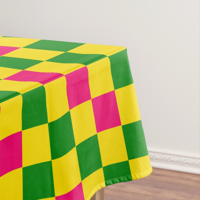 Rosa Gelb Grün Kariertes Musterdesign  Tischdecke (Beispiel)