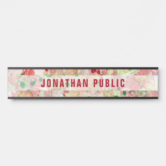 Rosa Gelb Grün Lila Moderne Abstrakte Kunst Türschild (Vorderseite )