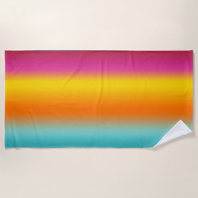 Rosa, Gelb, orange, Aquamarine Farbabweichung Strandtuch (Vorderseite)