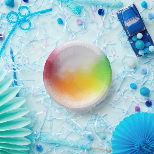 Rosa Gelb Orange Blaugrün Moderne Pappteller (Party)