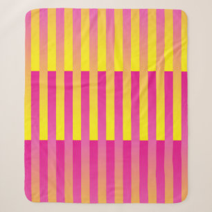 Rosa Gelb Orange Gestreiftes Muster Sherpadecke
