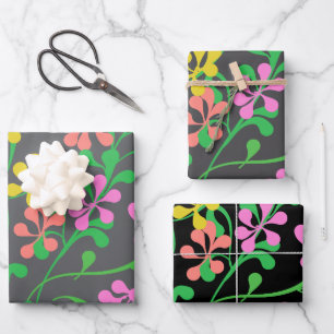 Rosa Gelb Orange Wildblumen Boho Floral Geschenkpapier Set