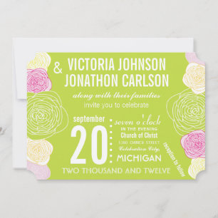 Rosa-Gelb-Rose-Moderne Typografie Hochzeit Einladung