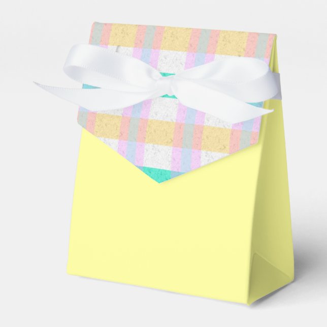 Rosa Gelb Türkis Lila Kariertes Muster Geschenkschachtel (Vorderseite)