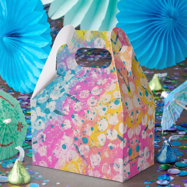 Rosa, Gelb und Blau - abstraktes Design Geschenkschachtel (Party)