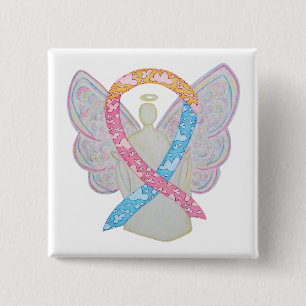 Rosa, Gelb und Blaue Wolken CDH Angel Button