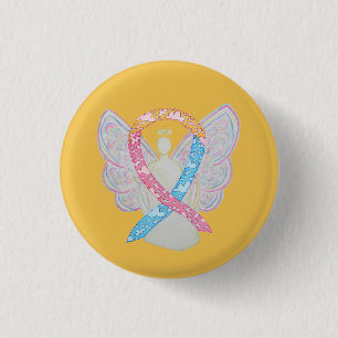 Rosa, Gelb und Blaue Wolken CDH Angel Button