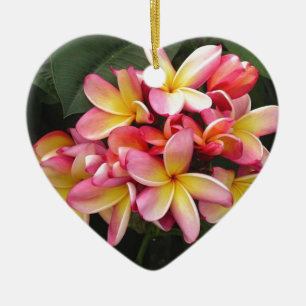 Rosa, Gelb und Rot-Plumeria-Blume Keramikornament