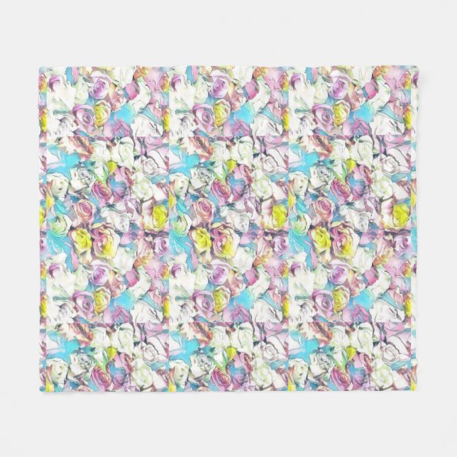 Rosa-, Gelb- und Weißrosen Fleecedecke (Vorderseite (Horizontal))