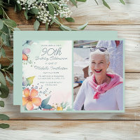 Rosa Gelbe Aquamarine Pastel Floral 90. Geburtstag
