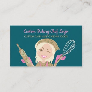 Rosa Gelbe Bäckerei Girl Koch Vegane Konditorei Visitenkarte