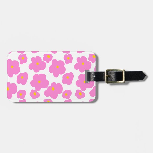 Rosa gelbe Blume Moderne Eleganz Gepäckanhänger (Vorderseite horizontal)