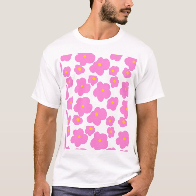 Rosa gelbe Blume Moderne Eleganz T-Shirt (Vorderseite)