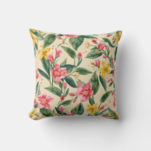Rosa gelbe Blumen, Blumenmuster,Schockierendes Ros Kissen