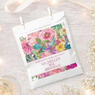 Rosa gelbe Blumenparty zum Geburtstag für Frauen Geschenktütchen