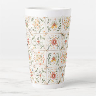 Rosa Gelbe Blumenvierecke Milchtasse