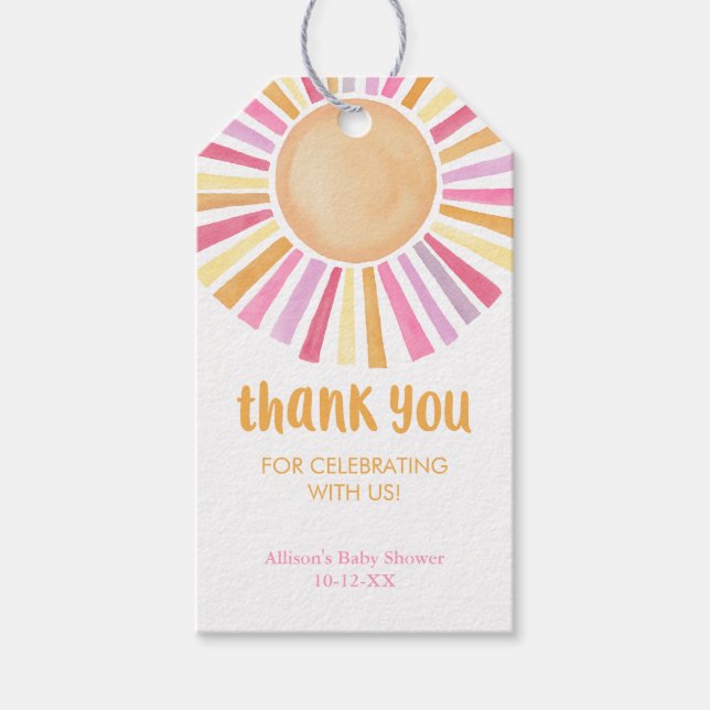 Rosa gelbe Boho Sonnenscheinheiligkeit Mädchen Dus Geschenkanhänger (Vorderseite)