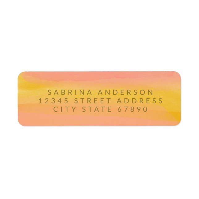 Rosa Gelbe Elegante Wasserfarben Rücksendeadresse (Vorne)
