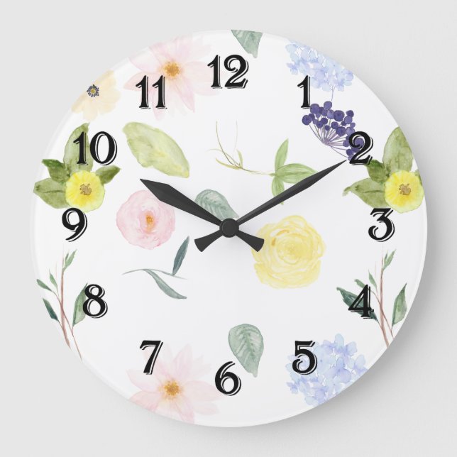 Rosa Gelbe Farbe Große Wanduhr (Vorderseite)