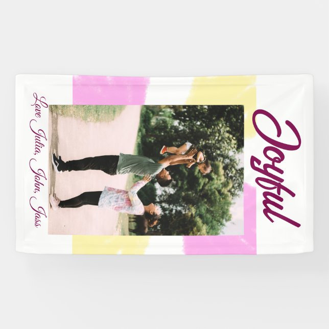 Rosa gelbe Feiertage Foto Familie Retro beide Banner (Horizontal)