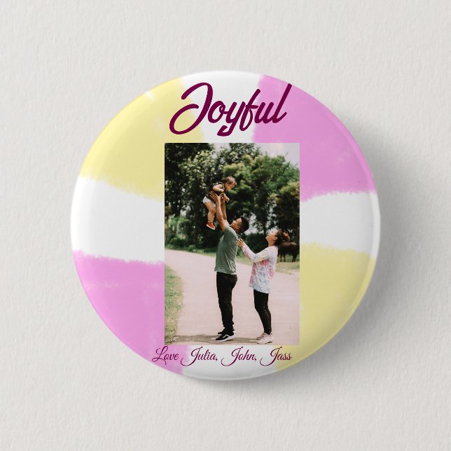 Rosa gelbe Feiertage Foto Familie Retro beide Button (Vorderseite)