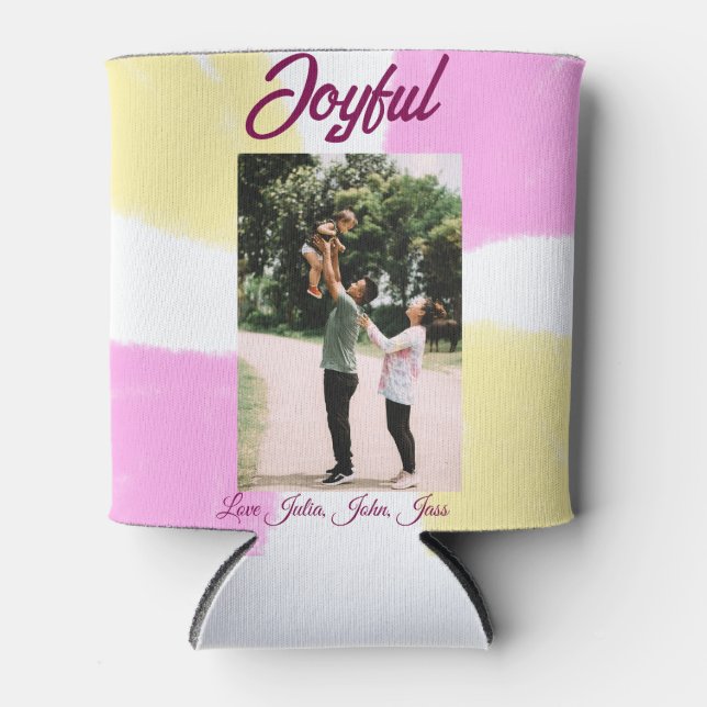 Rosa gelbe Feiertage Foto Familie Retro beide Dosenkühler (Vorderseite)