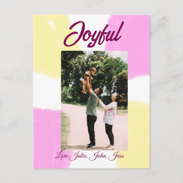 Rosa gelbe Feiertage Foto Familie Retro beide Feiertagspostkarte