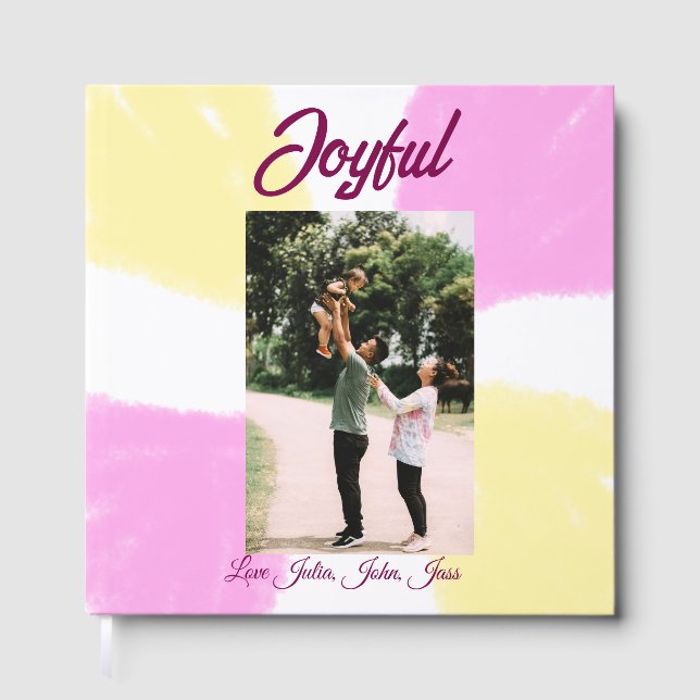 Rosa gelbe Feiertage Foto Familie Retro beide Gästebuch (Vorderseite)