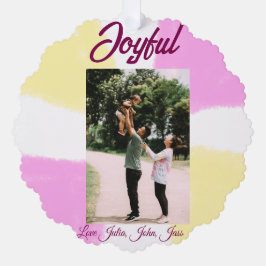 Rosa gelbe Feiertage Foto Familie Retro beide Ornament Karte