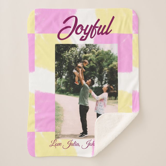 Rosa gelbe Feiertage Foto Familie Retro beide Sherpadecke (Vorderseite)