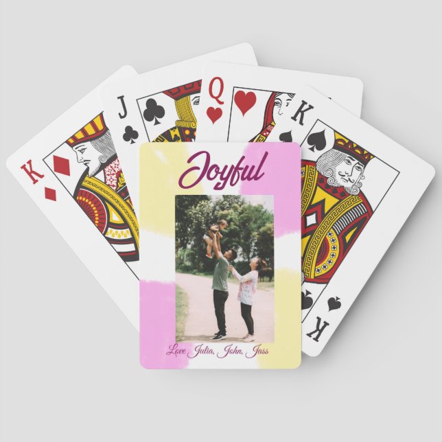 Rosa gelbe Feiertage Foto Familie Retro beide Spielkarten (Rückseite)