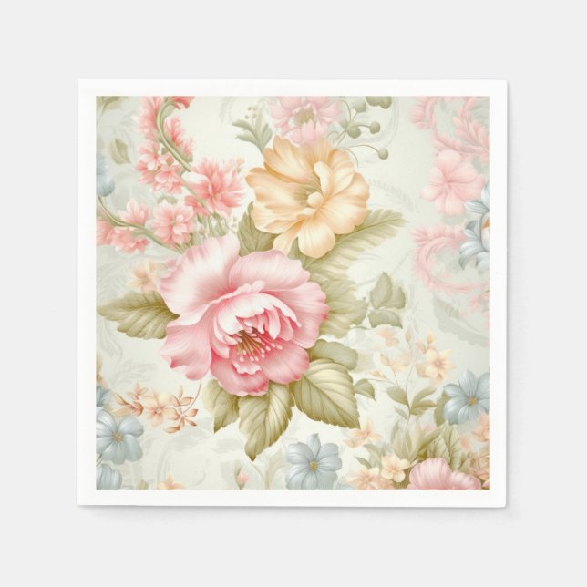 Rosa Gelbe Flora Napkins Serviette (Vorderseite)