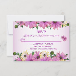 Rosa gelbe florale rustikale elegante Hochzeit RSVP Karte