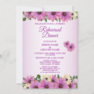 Rosa gelbe florale rustikale Hochzeitsprobe Dinner Einladung