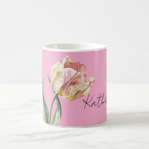 Rosa gelbe Frühlings-Tulpen-Blume Kaffeetasse