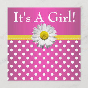 Rosa gelbe Gänseblümchen-Babyparty-Einladung Einladung