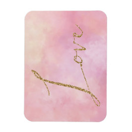 Rosa Gelbe Gefärbte Krawatte Gold Glitzer Liebe Magnet