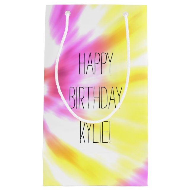 Rosa gelbe gefärbte Krawatte Kleine Geschenktüte (Vorderseite)