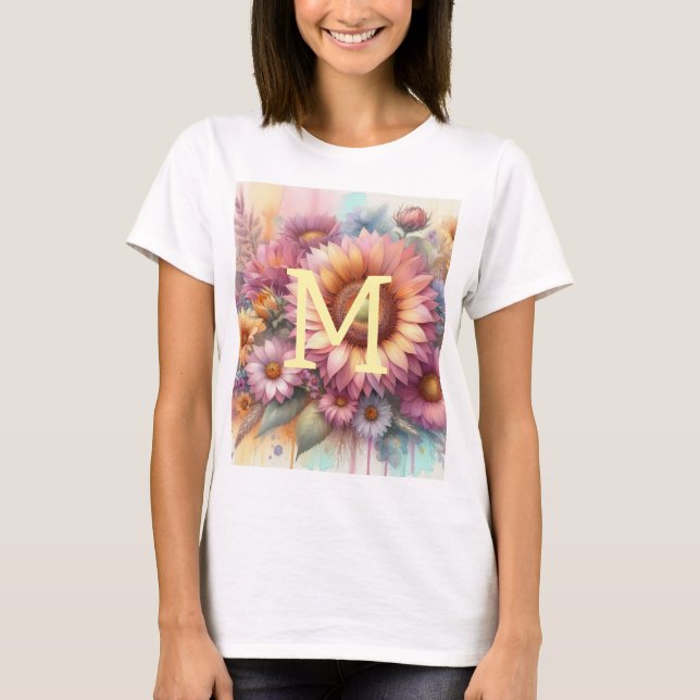 Rosa gelbe Gelbblüte T-Shirt (Vorderseite)