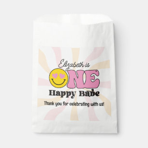 Rosa Gelbe Groovy Ein Happy Babe Erster Geburtstag Geschenktütchen