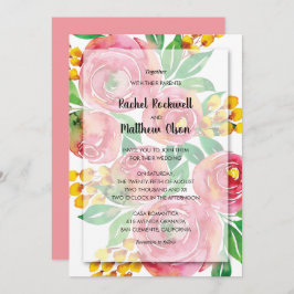 Rosa Gelbe Korallenblume Einladung