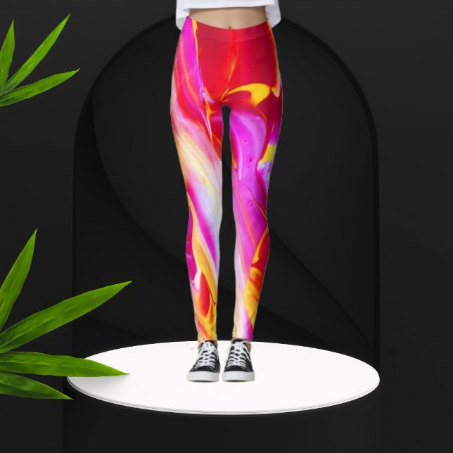 Rosa gelbe Leggings kühl lebendig Stilvoller Komfo (Von Creator hochgeladen)