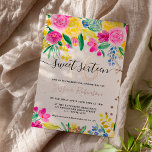 Rosa gelbe, leuchtend blumengoldene Schrift Sweet  Folieneinladung<br><div class="desc">Ein helles,  kühn und mädchenhaft romantisches Sweet 16 Geburtstagsfeier mit echter Goldfolie aus der Rose,  elegantem und modernem handgemalten Frühling und Sommerinhalt mit schönen Rosa,  Grün und Gelb und einem modernen Schriftart mit elegantem Drehbuch,  das sich perfekt für elegantes mädchenes Party eignet... .</div>