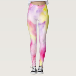 Rosa Gelbe Lila Gefärbte Krawatte Frieden Leggings