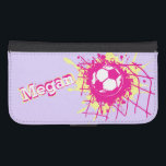 Rosa gelbe lila Mädchen Fußball mit Namen Klappeng Galaxy S4 Geldbeutel Hülle<br><div class="desc">Helle rosa,  gelbe und lila Fußball / Fußball-Ball Platting in der Rückseite des Tors / net Kinder Mädchen Handy Gehäuse. Ideal für Mädchen Fußballer und weibliche Fußball-Spieler,  personalisieren mit Ihrem eigenen Namen derzeit liest Megan. Entworfen von Sarah Trett.</div>