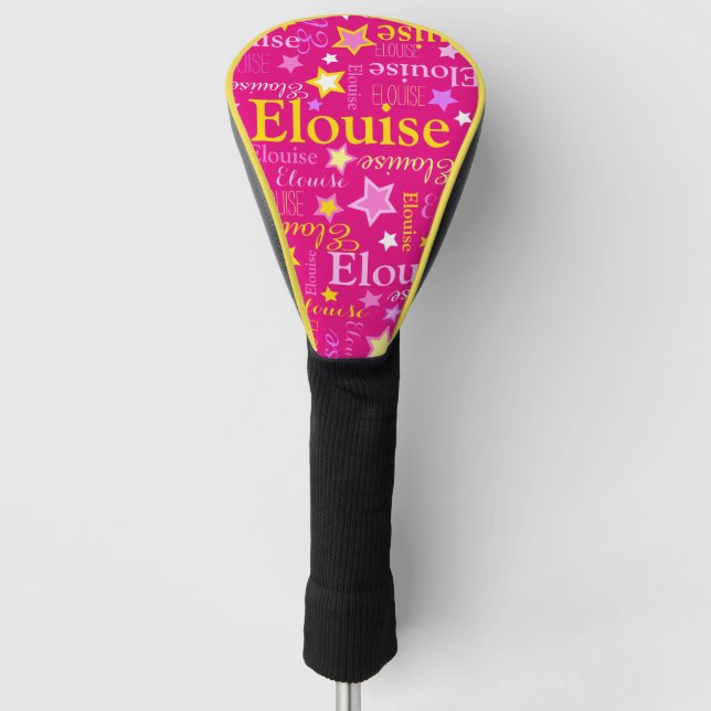 Rosa gelbe Mädchen nennen Elouise stars pattern Golf Headcover (Vorderseite)