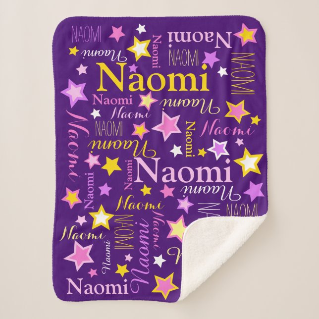 Rosa gelbe Mädchen nennen Naomi Sternenmuster Sherpadecke (Vorderseite)