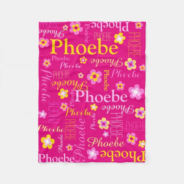 Rosa gelbe Mädels nennen Blume-Decke Fleecedecke (Vorderseite)